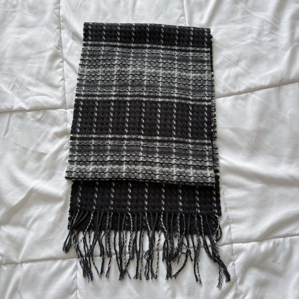 Cashmink V. Fraas 100% Acrylic Scarf Made In Germany Grey Black Striped Winter